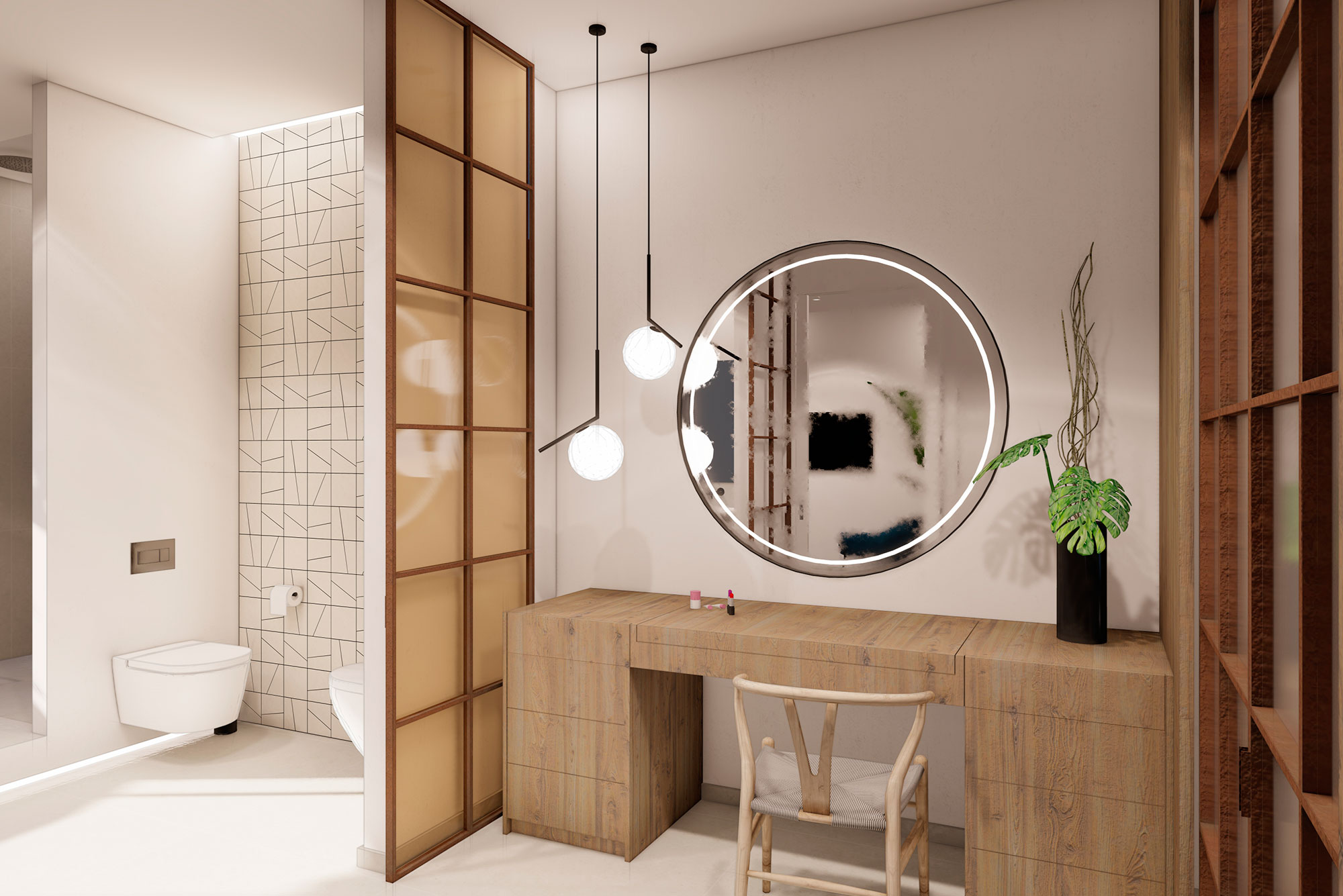 Proyecto arquitectura interiorismo unifamiliar adosado cullera baño habitación principal diseño tocador fabricación a medida